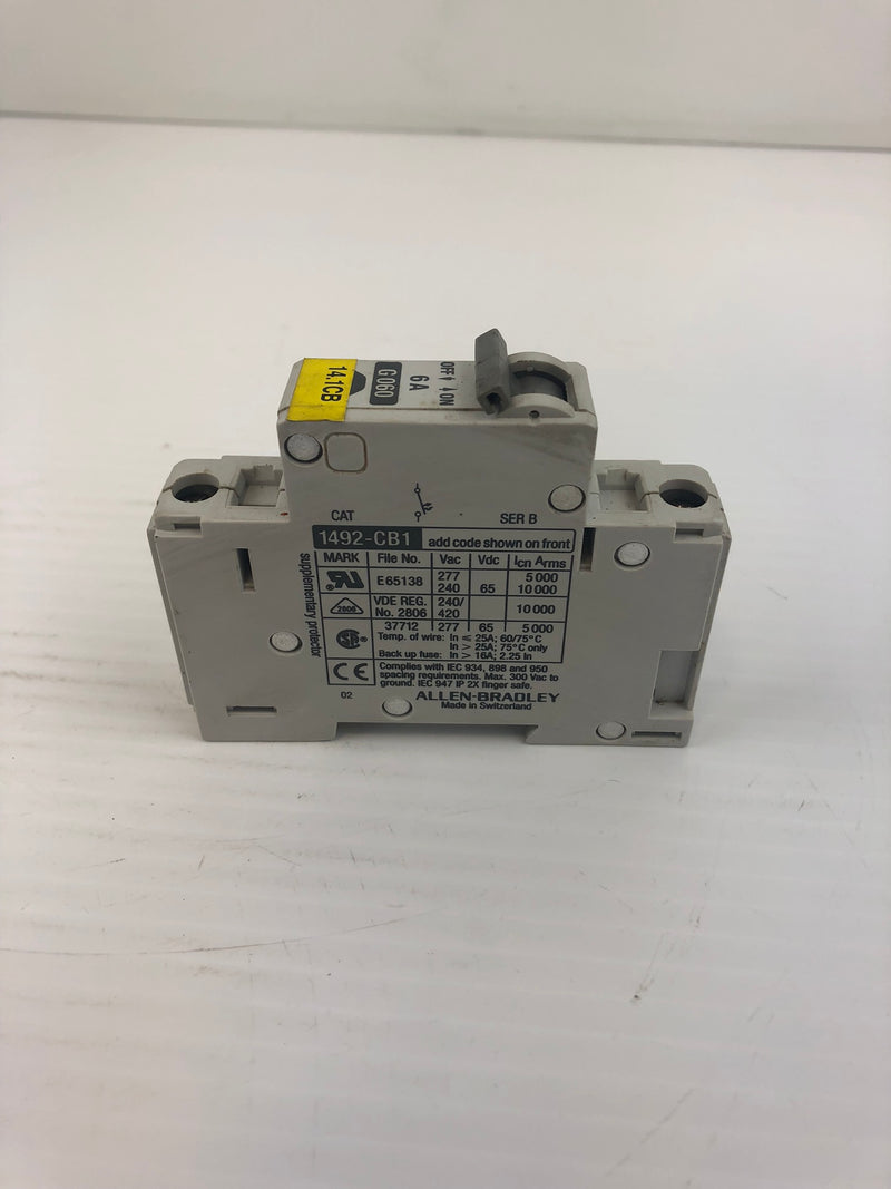 Allen-Bradley 1492-CB1 Single Pole Circuit Breaker Series B G 060 6A