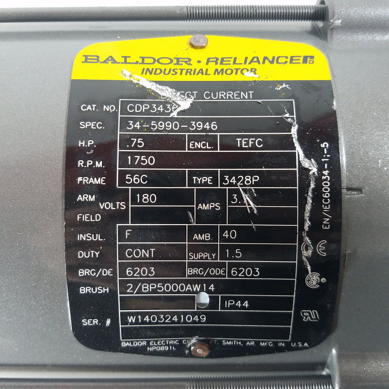 Baldor CDP3436 3/4HP DC Electric Motor 002