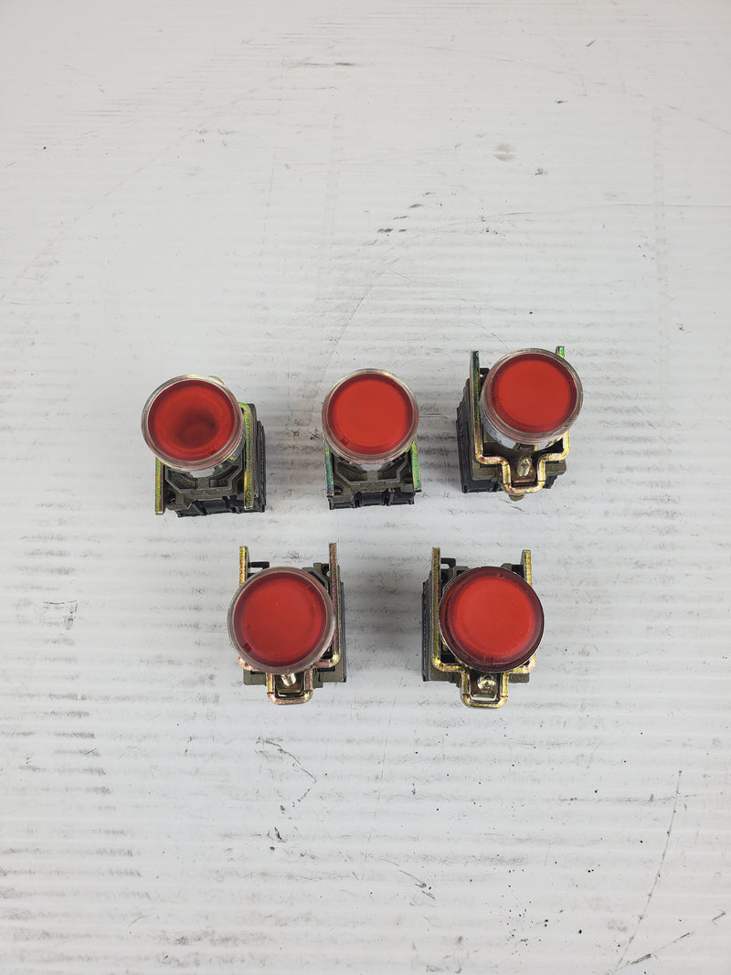 Telemecanique ZBE-101 Red Push Buttons With Manuel Mounting ( Lot of 5)