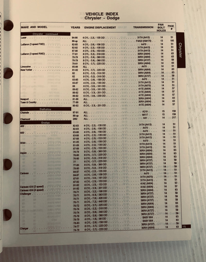 Pioneer Inc. Automotive Products Transmission Parts Catalog TR-97