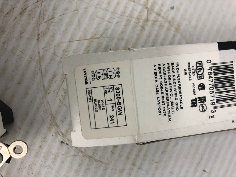 Leviton 8300-SGW Hospital Grade Tamper Resistant Receptacle - White