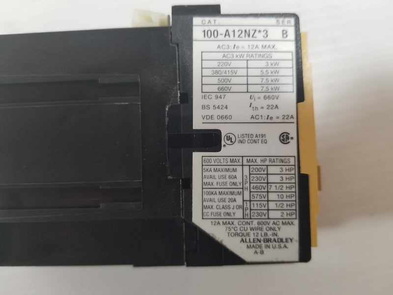 Allen-Bradley 100-A12NZ*3 Series B Electrical Contactor