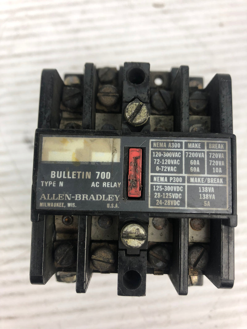 Allen Bradley 700-N400A1 AC Relay Bulletin 700 Type N