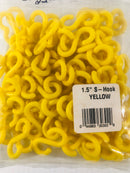 Yellow Plastic S-Hook 1.5" (Lot of 50)