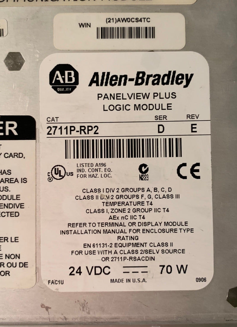 Allen Bradley PanelView Plus 1000 2711P-RP2 Series D