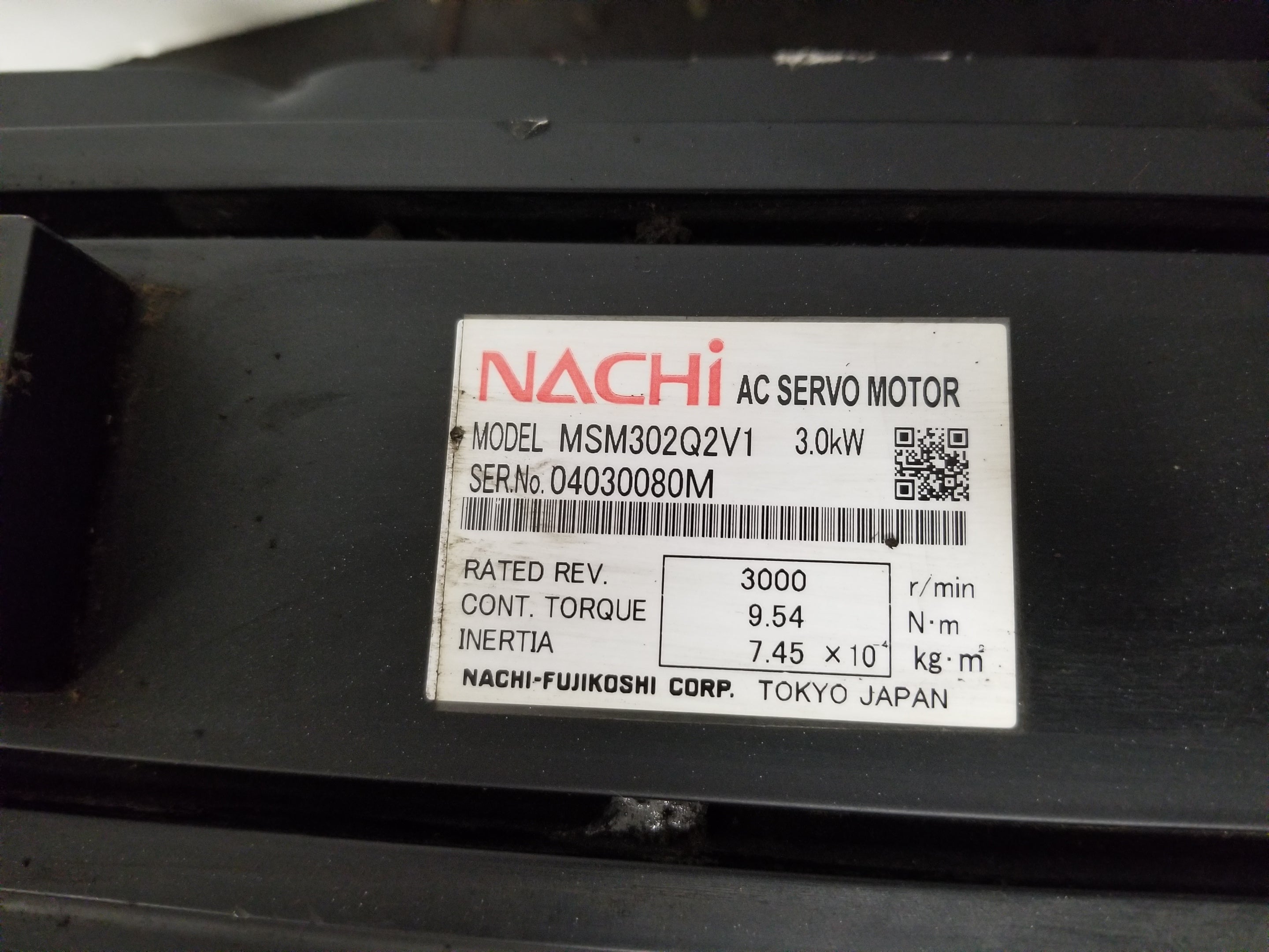 Nachi MSM302Q2V1 3kW AC Servo Motor