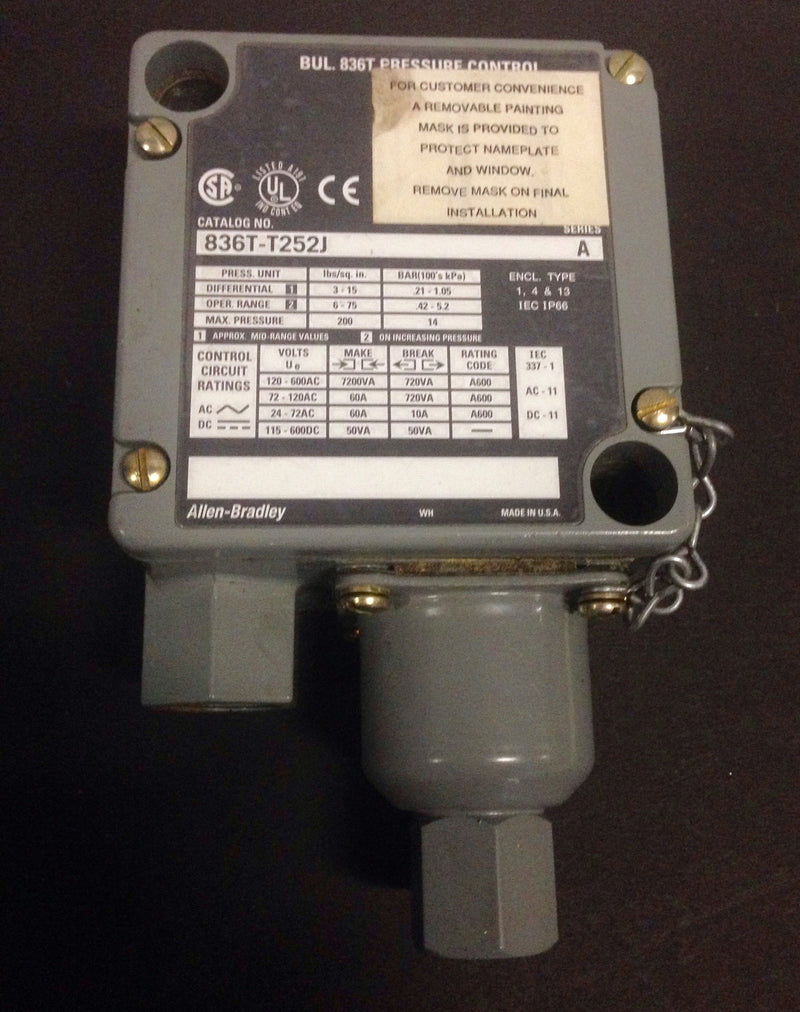Allen Bradley Pressure Control Switch 836T-T252J