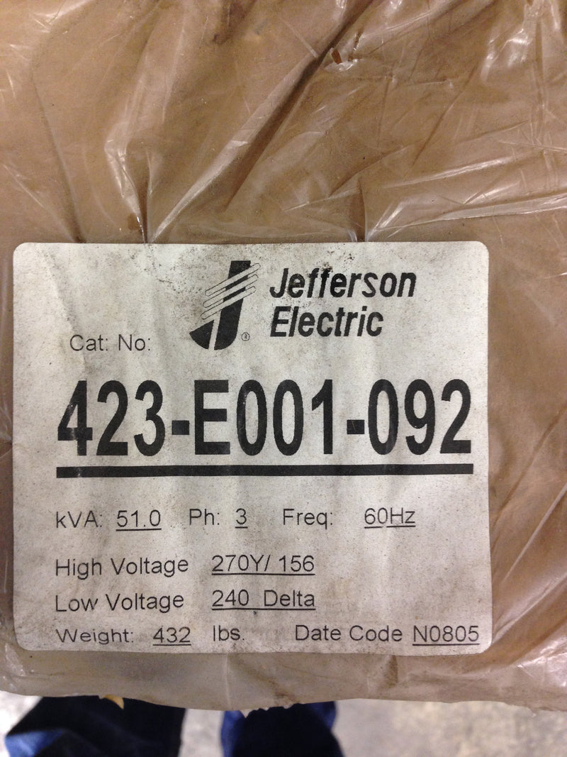 Jefferson Electric Dry Type Drive Isolation Transformer 51 KVA  423-E001-092 - Transformers - Metal Logics, Inc. - 7