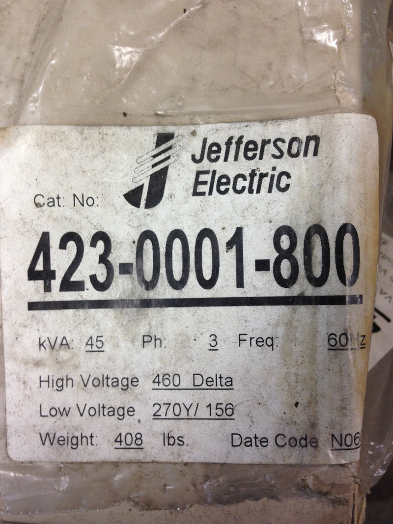 Jefferson Electric Dry Type Drive Isolation Transformer 423-0001-800 KVA 45 - Transformers - Metal Logics, Inc. - 3