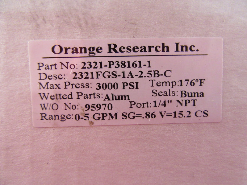 Orange Research Flow Meter 2321-P38161-1