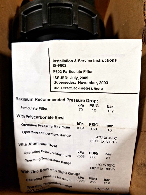 Parker Pneumatic Auto Drain Filter F602-08WJR/M4 - Filter - Metal Logics, Inc. - 3