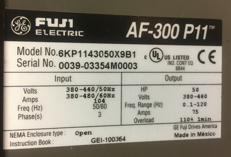 Fuji Electric Drive AF-300 P11, 50 HP 380-460 Volt 75 Amp 3 Phase - Electronics - Metal Logics, Inc. - 4
