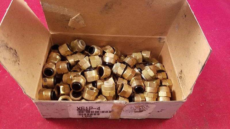 Parker X61P-4 Brass Fluid Connector Flare Fittings - Box of 100 - Hardware - Metal Logics, Inc. - 2