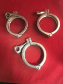 Lot of 3 Stainless Steel 4" Sanitary Clamps - Single Hinge Meat Dairy Industrial - Accessories - Metal Logics, Inc. - 1