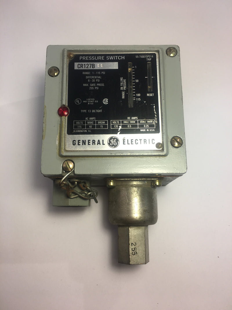 General Electric Pressure Switch Model CR127B 1-115 PSI