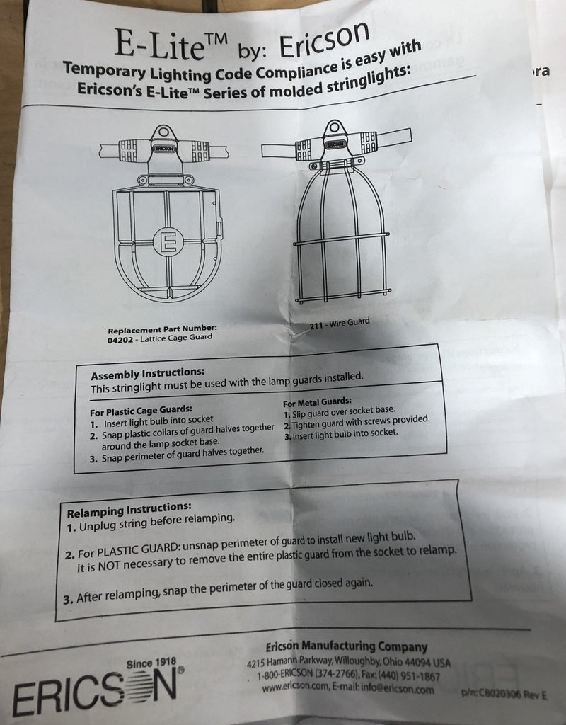 Ericson C8020306 E-Lite Light Bulb Covers Rev E - Lot of 7