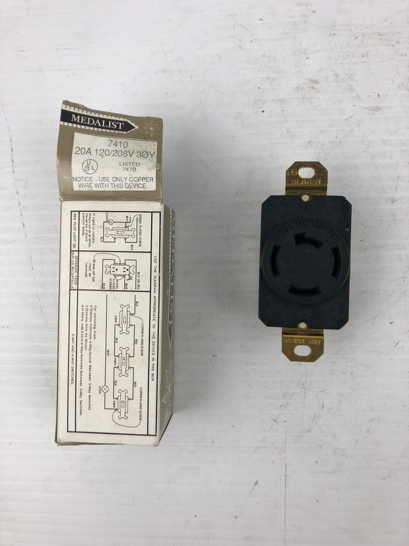 Slater 7410 Medalist Twistlock Receptacle 20A 120/208V 30Y