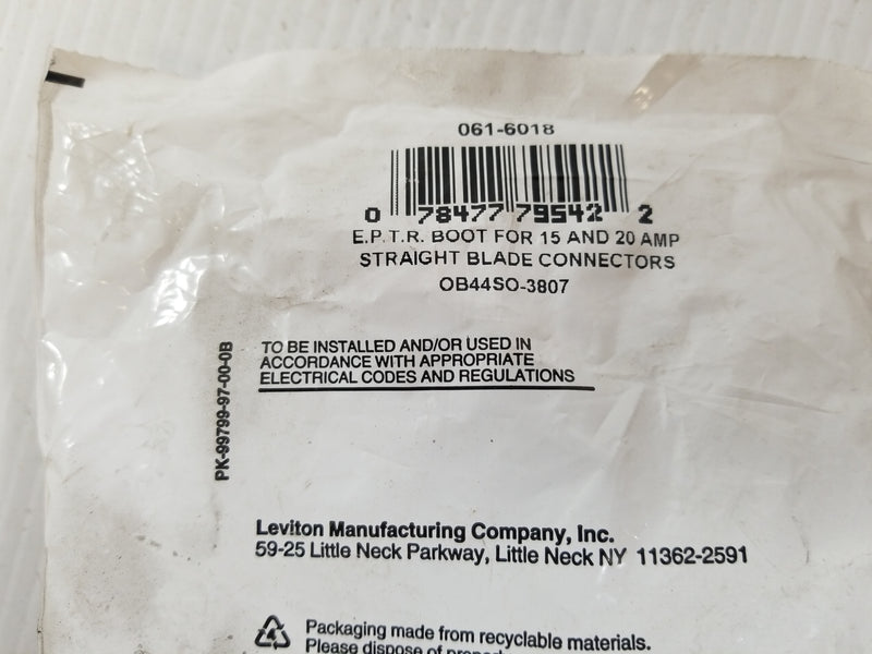 Leviton 061-6018 Boot for Straight Blade Connectors