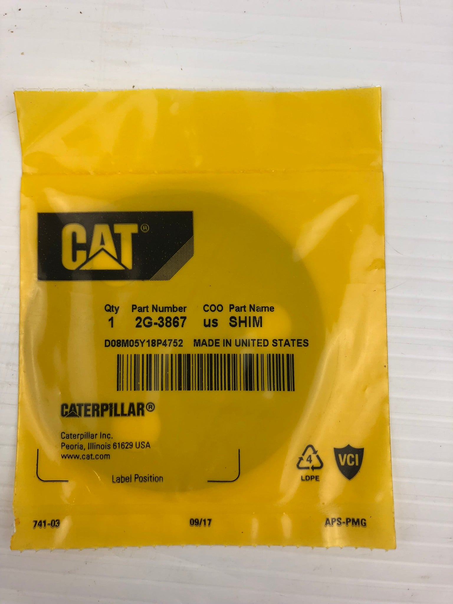 CAT 2G-3867 Shim Caterpillar 2G3867 (Lot of 2) 14 14G 14H 14H NA 14M 14M-3 14M3