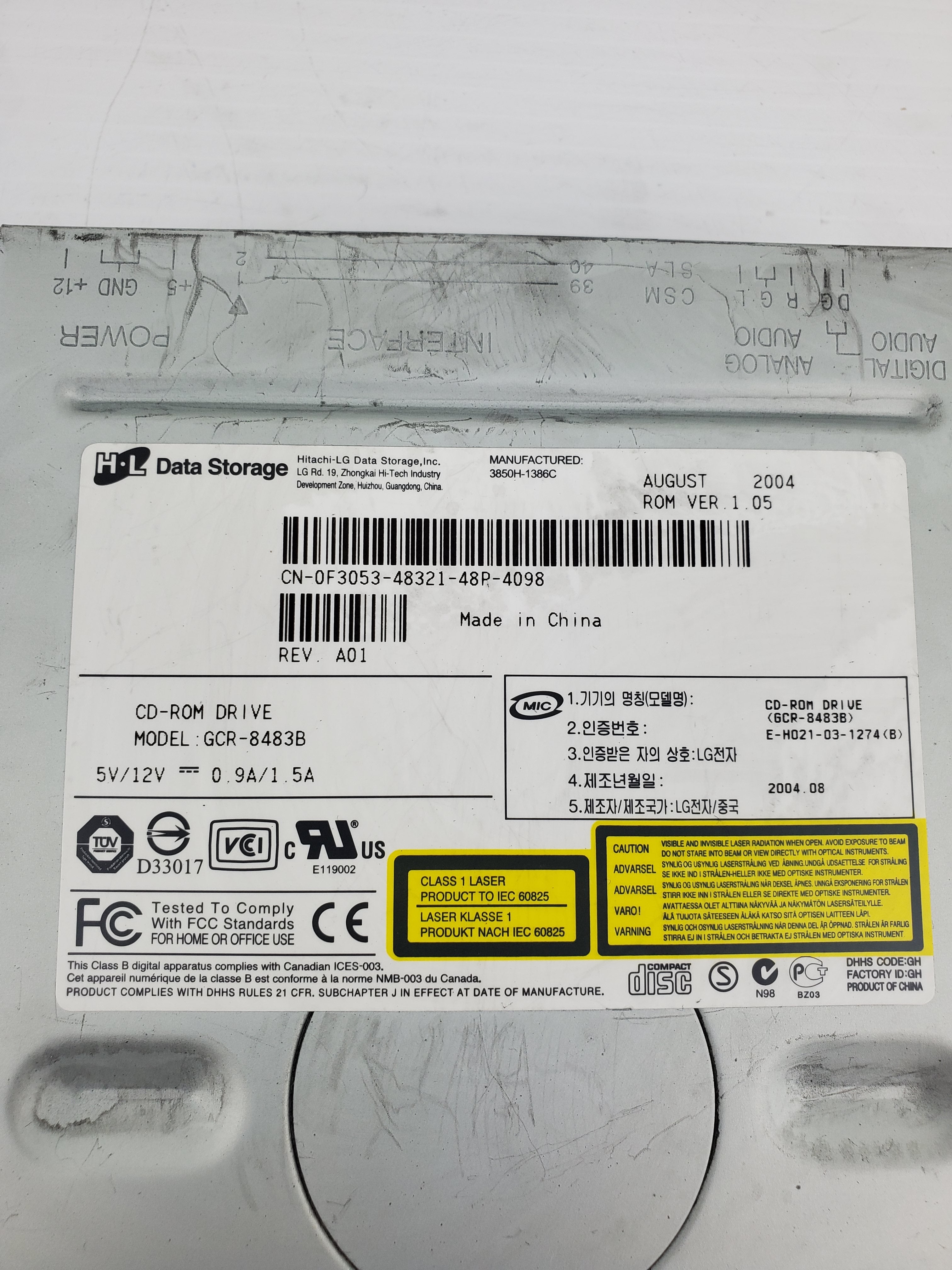 H-L Data Storage CN-0F3053-48321-48P-4098 CD ROM Drive Rev. A01