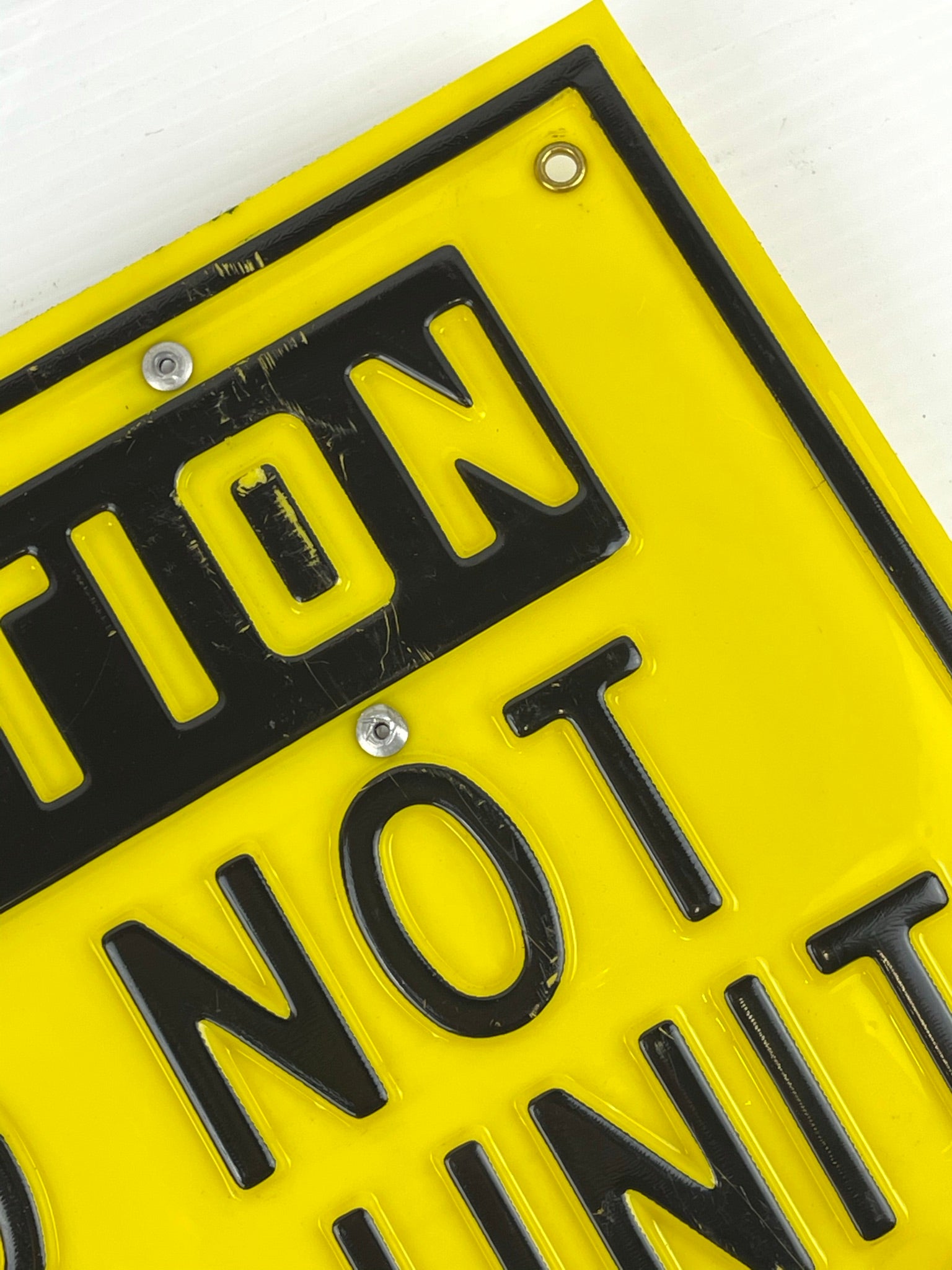 Industrial Sign 9-1/2" x 12-1/2" "Caution Do Not Bar Unit" Yellow and Black