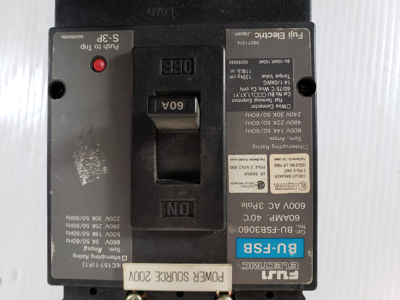 FUJI Electric Circuit Breaker 3 Pole 60 AMP BU-FSB3060