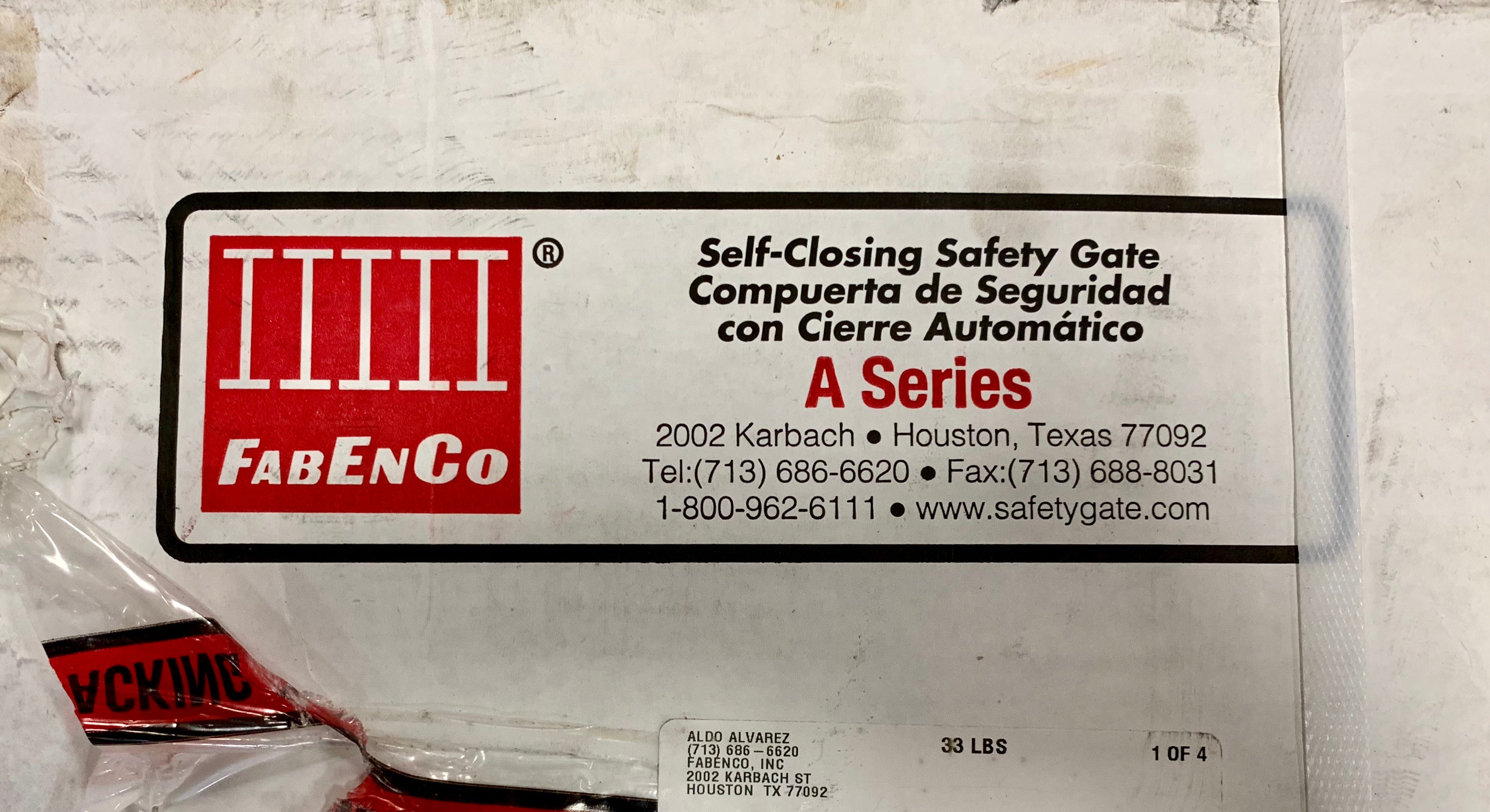 FabEnCo Self-Closing Safety Gate A Series 33"/91cm