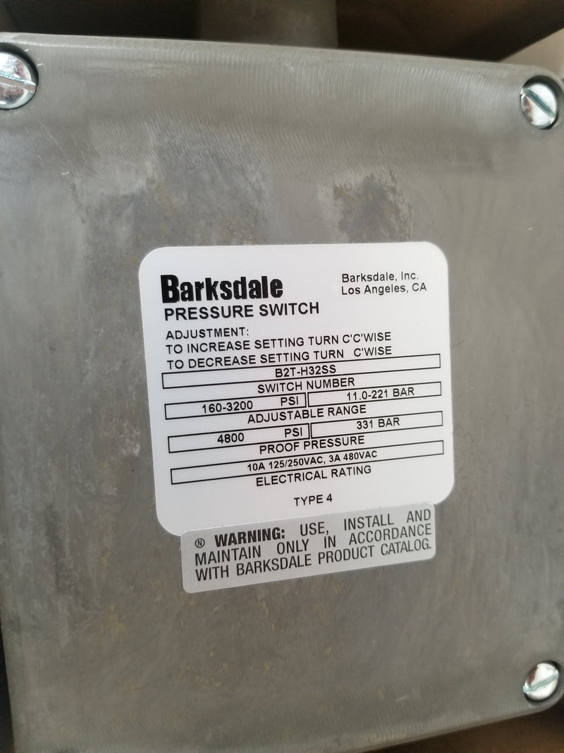 Barksdale B2T-H32SS Pressure Switch 160-3200PSI