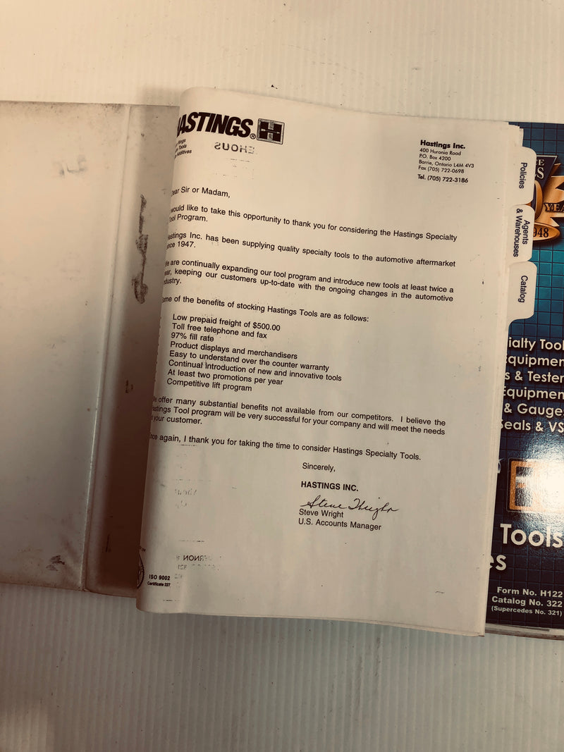 Hastings Tools Catalog and Binder