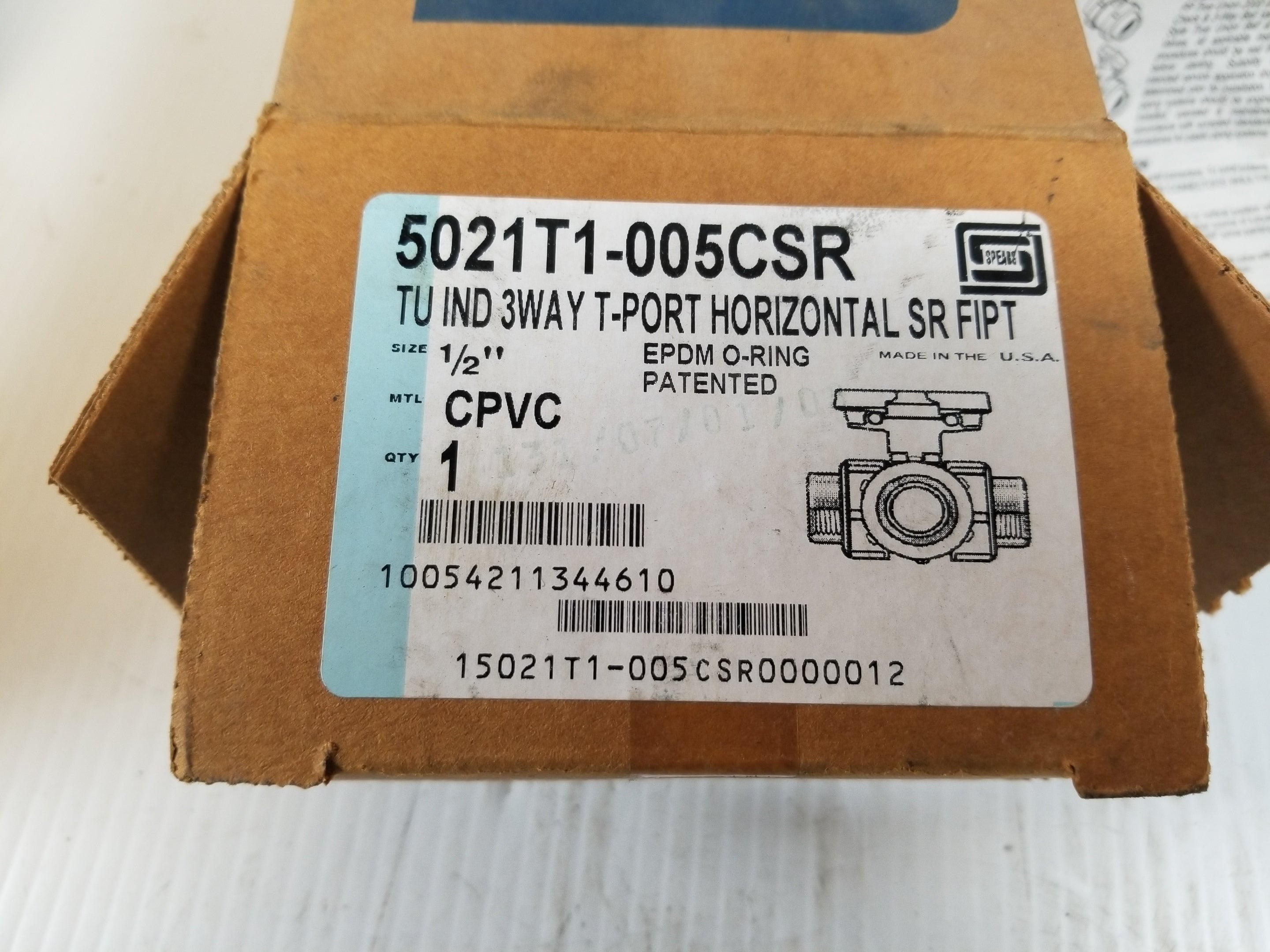 Spears 5021T1-005CSR 3-Way T-Port 1/2" CPVC