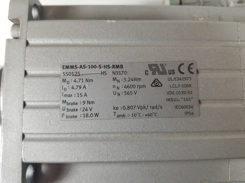 Festo EMMS-AS-100-S-HS-RMB Servo Motor with Brake