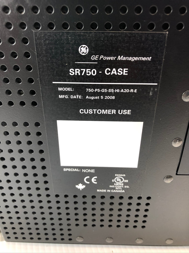 GE 750 Feeder Management Relay 750-P5-G5-S5-HI-A20-R-E with SR750 Case