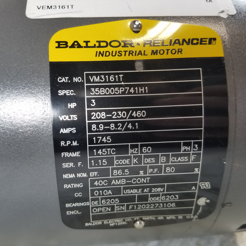 Baldor VM3161T 3HP 3 Phase Industrial Electric Motor