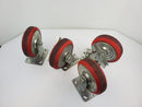 Red Industrial Casters 6" Metal & Plastic Wheels (Lot of 4)