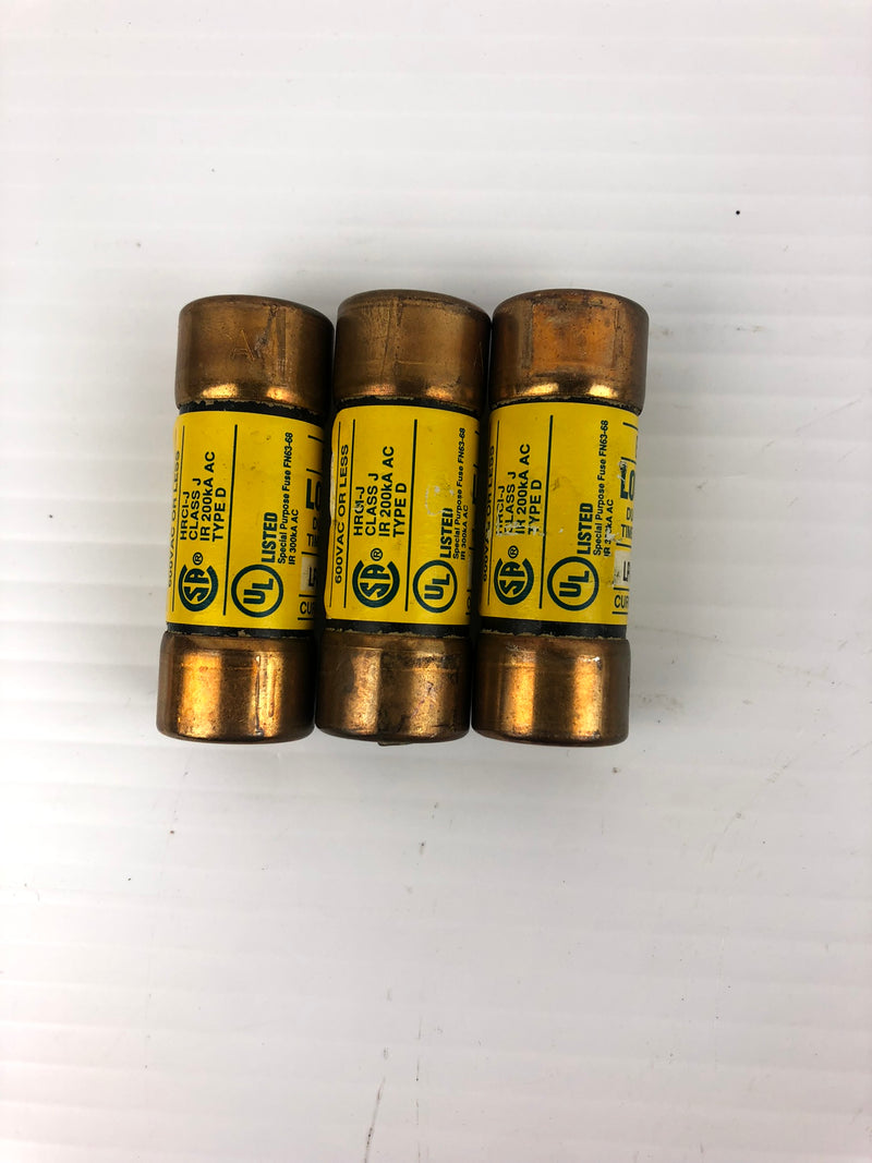 Buss Fuse LPJ-2-1-2SP Low Peak Dual Element Time Delay 600VAC Class J - Lot of 3