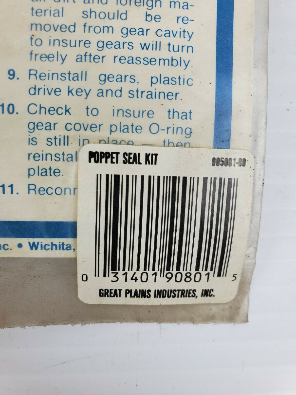 GPI 110908-1 Poppet Seal Kit 110026-7 Seal Poppet 921337-1