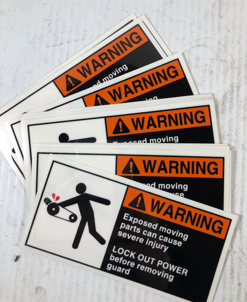 OSHA Safety Sign Stickers 15 Warning Moving Parts and 20 Danger Keep Off 5 x 2.5