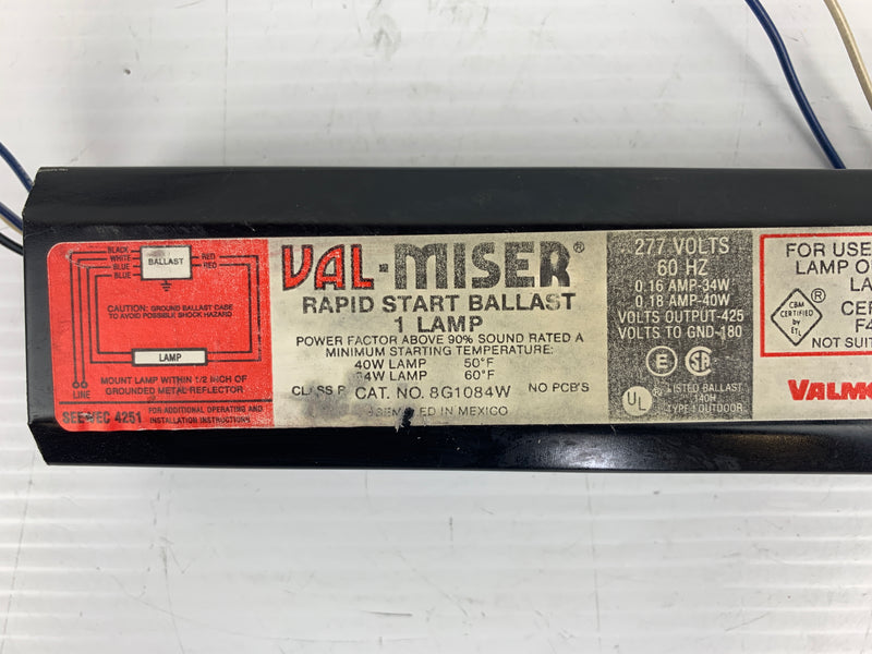 Val-Miser Rapid Start Ballast 8G1084W 1 Lamp
