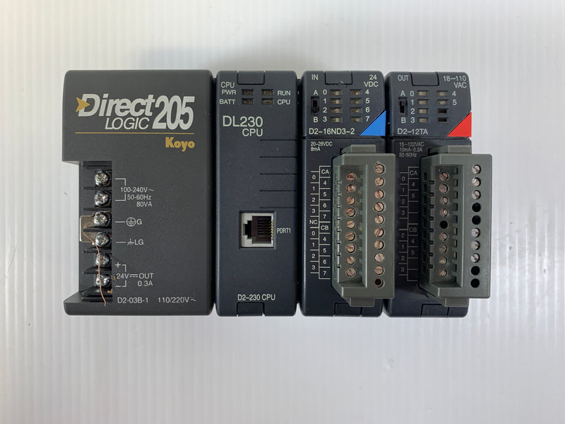 Koyo Direct Logic 205 Rack D2-03B-1 With Cards