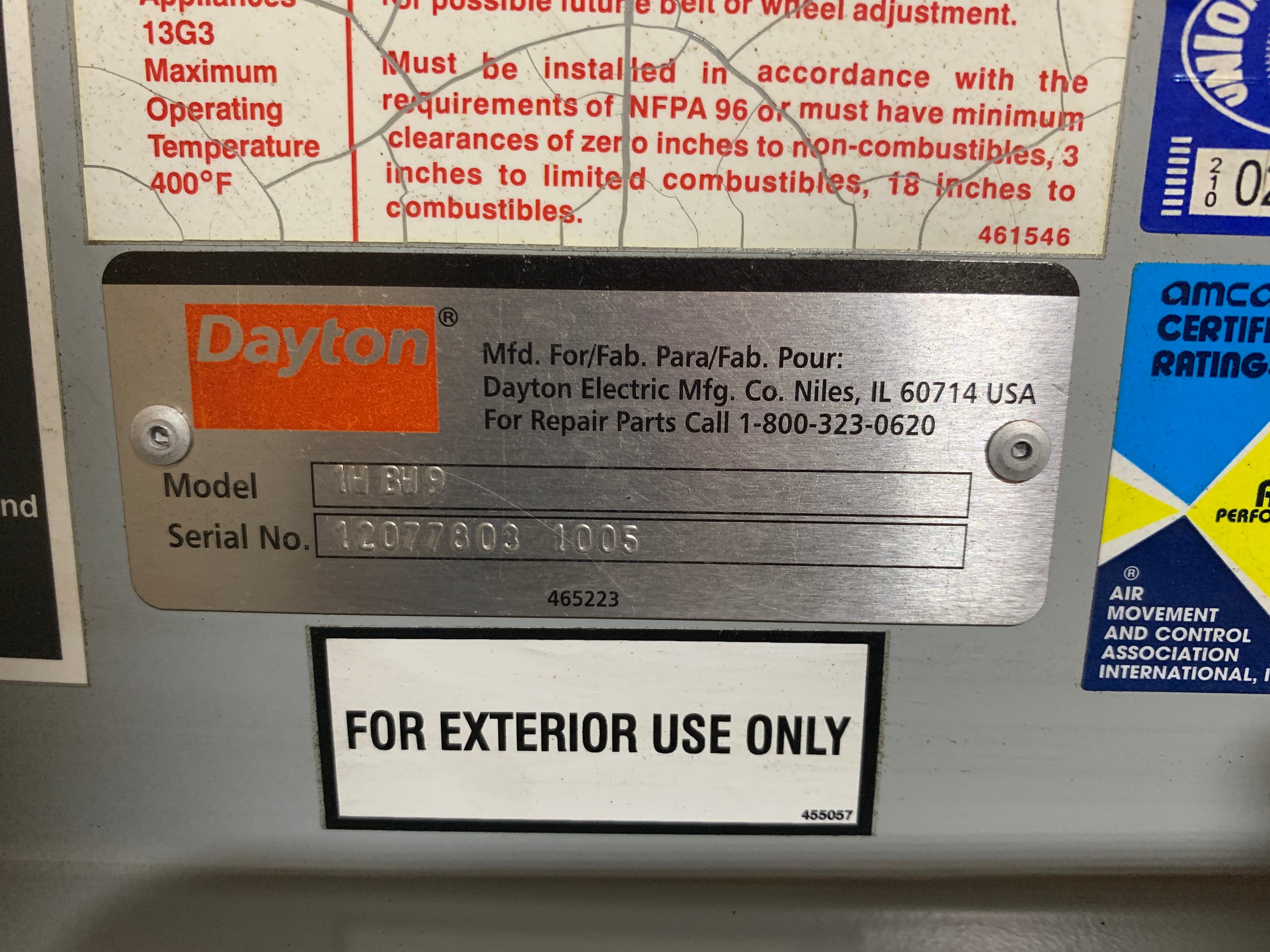 Dayton 1WBW9 Positive Displacement Blower For Exterior Use