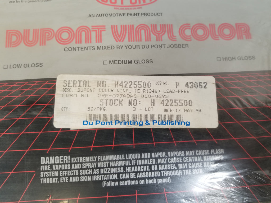 Du Pont H4225500 Dupont Vinyl Color Vintage Automotive Paint Label ...