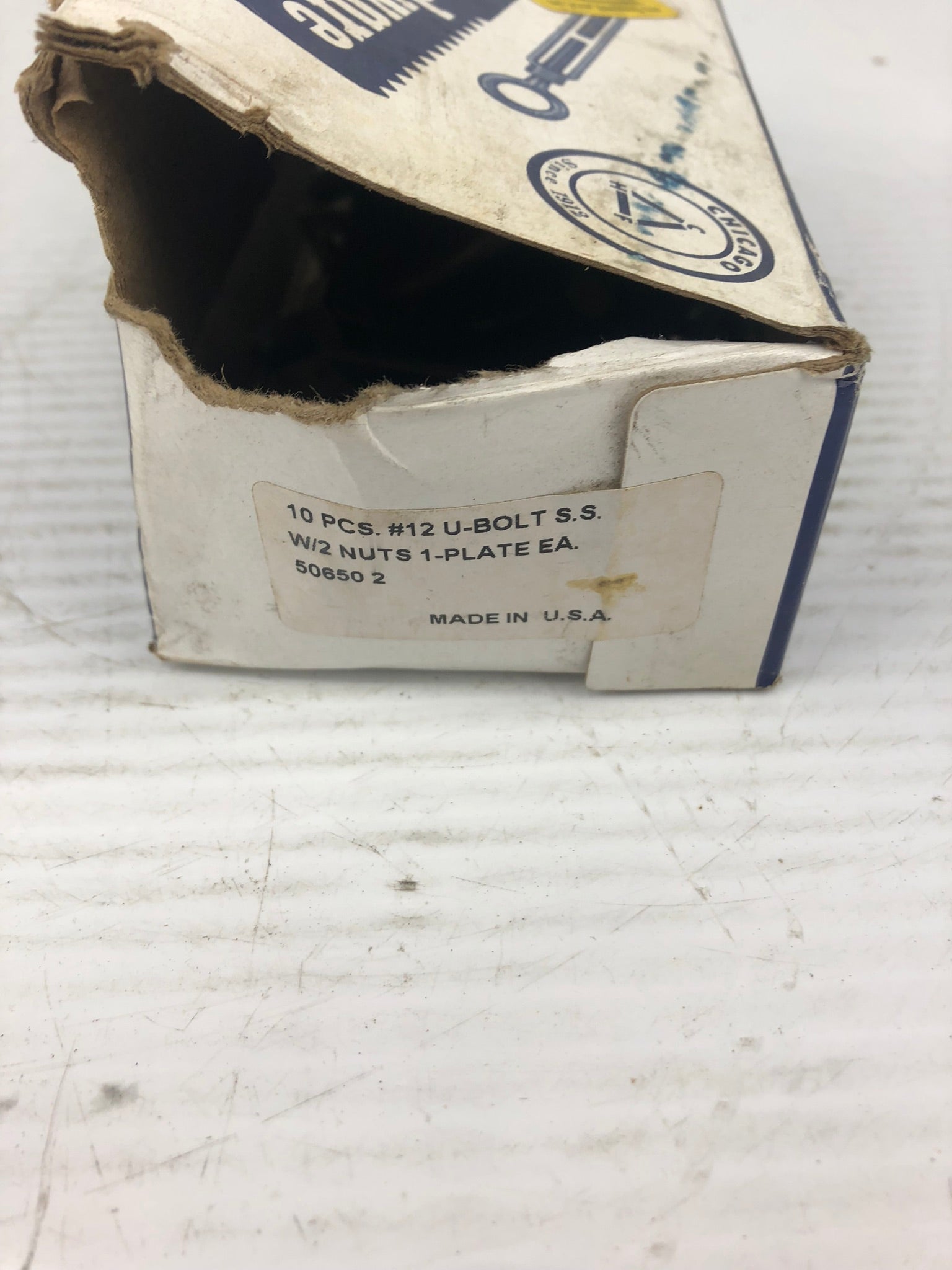 Chicago Hardware 50650 2 #12 U-Bolt with 2 Nuts 1 Plate - Lot of 8