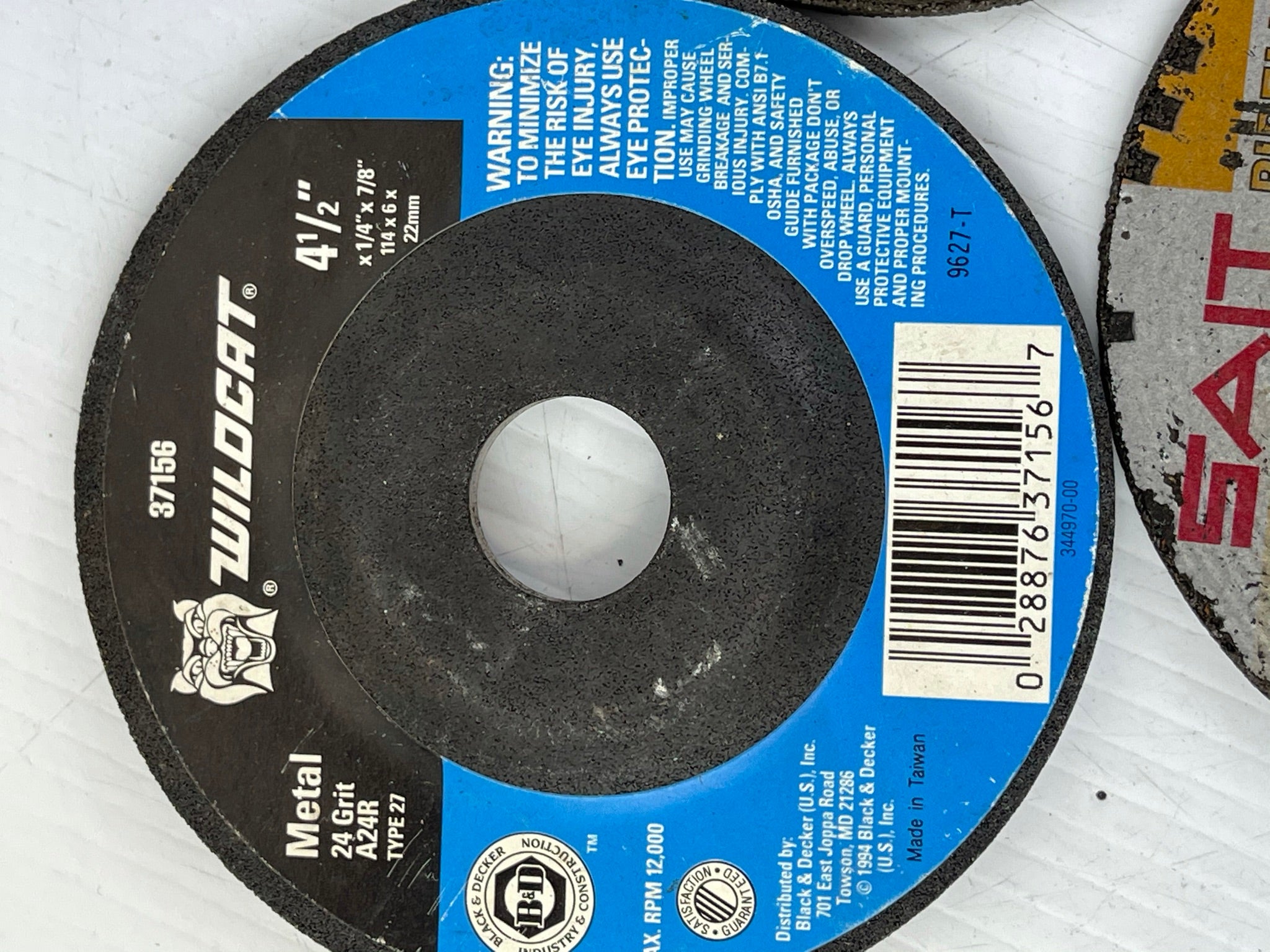4-1/2" Grinding Wheel Lot of 3 Wildcat Metal DeWalt Masonry Sait Pipeline