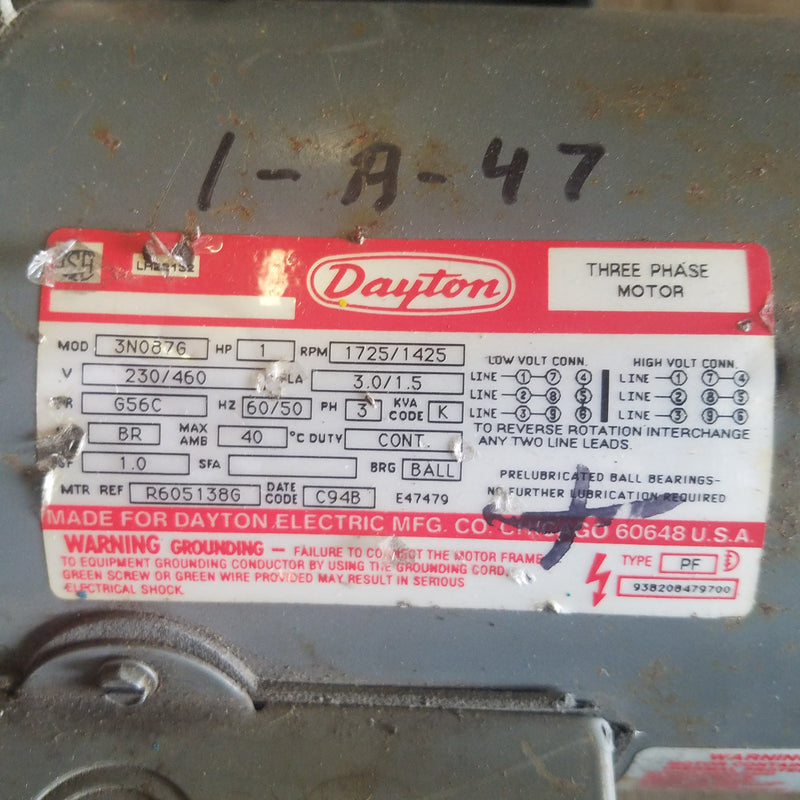 Dayton 3N087G 1 Horsepower Electric Motor