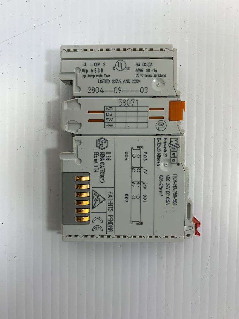 Wago Output Module 750-504 24 VDC 0.5 Amp
