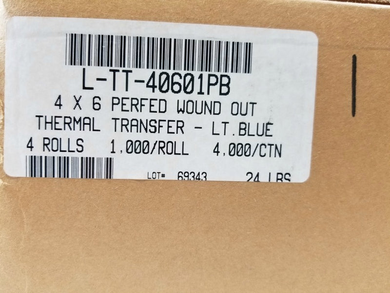 Tyco Electronics L-TT-40601PB 4" x 6" Perfed Wound Out Thermal Transfer Label