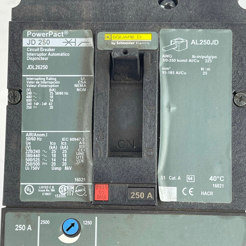 PowerPact 3 Pole Circuit Breaker JD 250 AL250JD JDL26250