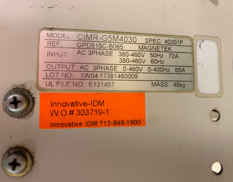 Yaskawa GPD 515/G5 Motor Control Drive CIMR-G5M4030 3 Phase