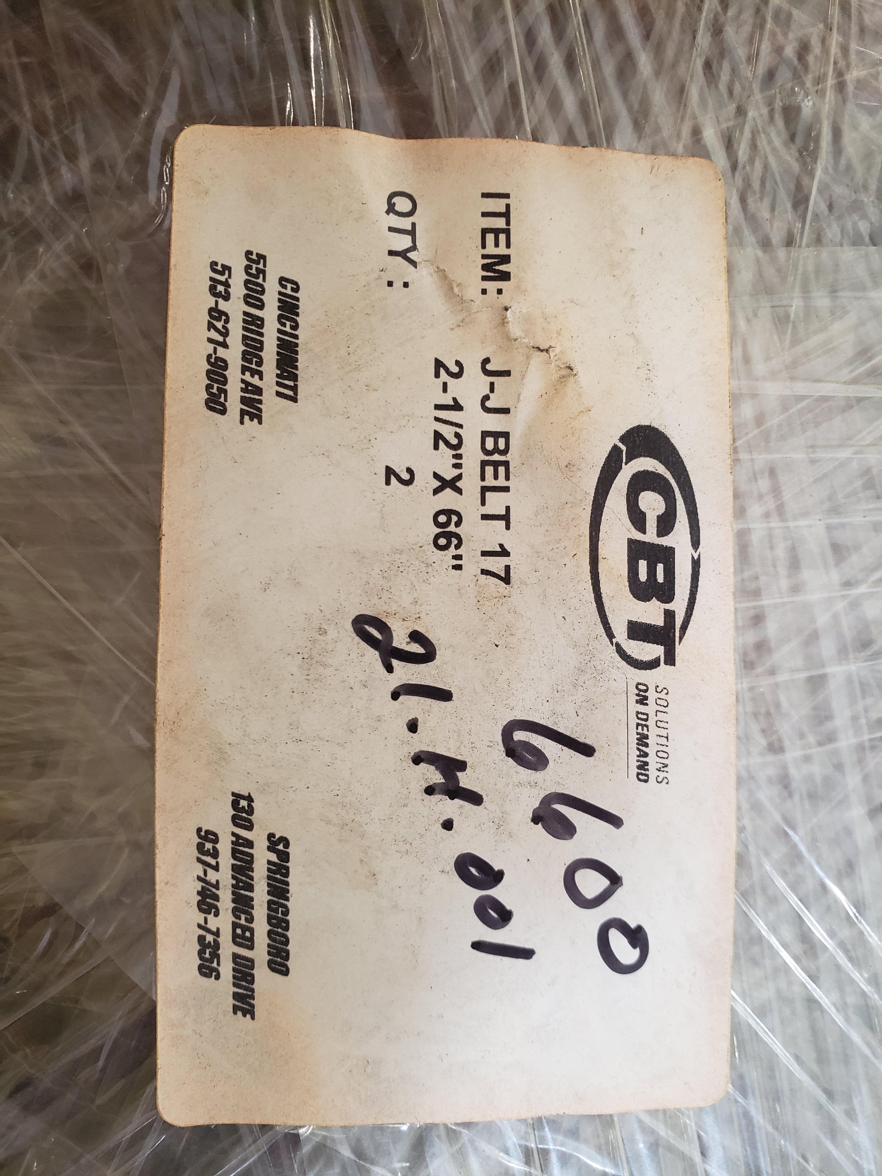 CBT-Solutions on Demand Belt J-J Belt 17 6600 Pack of 2