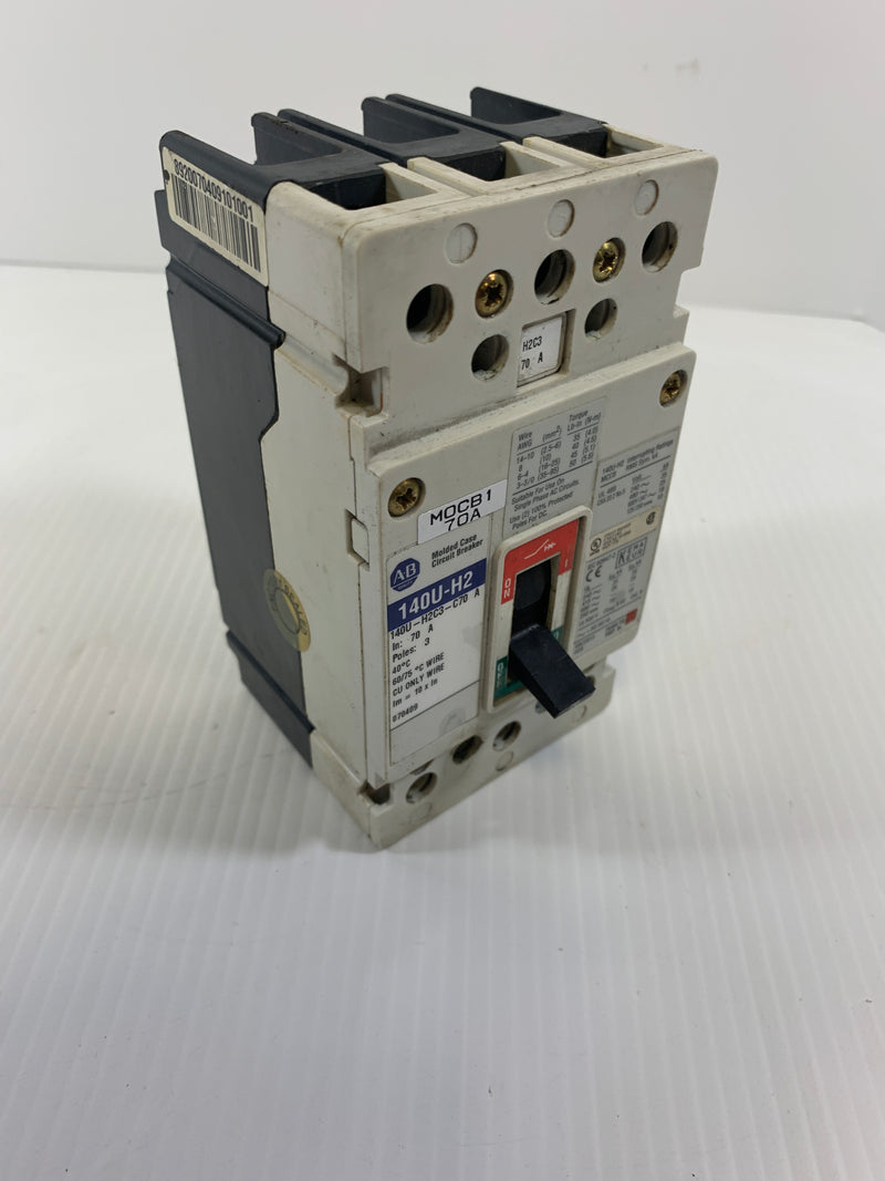 Allen Bradley Circuit Breaker 3 Pole 140U-H2C3-C70 A